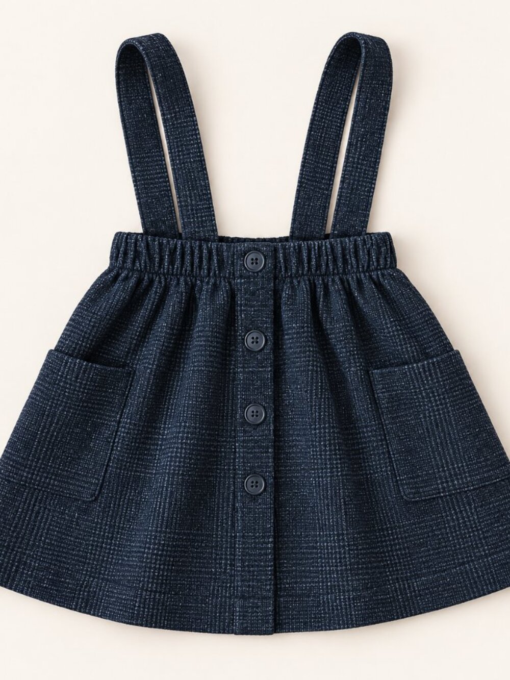 Zara Kids Navy Textured Suspender Skirt | Size 6 / 116 cm
